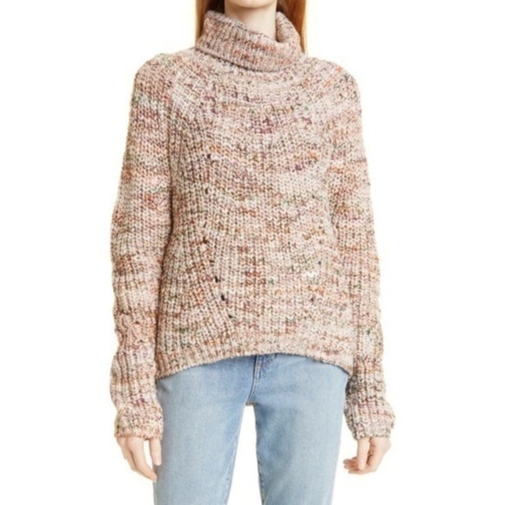LINE Luxie Marled Multicolor Knit Wool Blend Turtleneck Sweater Size XS NWT